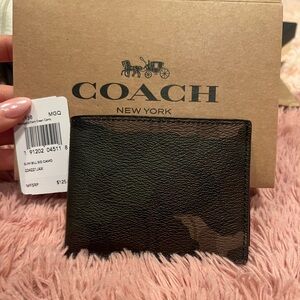 Mens Coach slim bill signature camo wallet